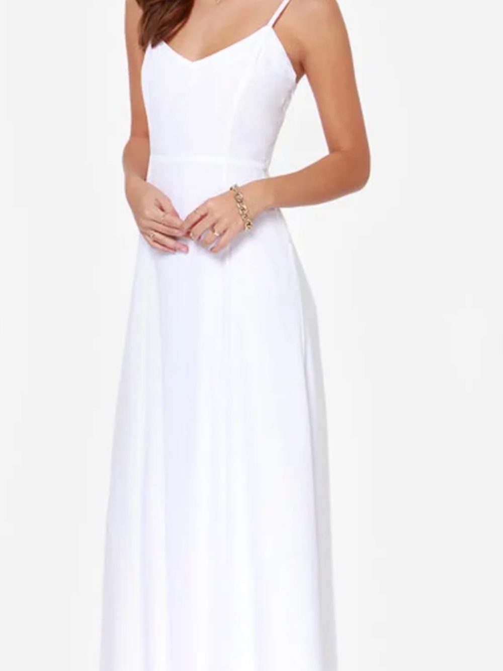 BB Dakota White Spaghetti Strap Maxi Dress
